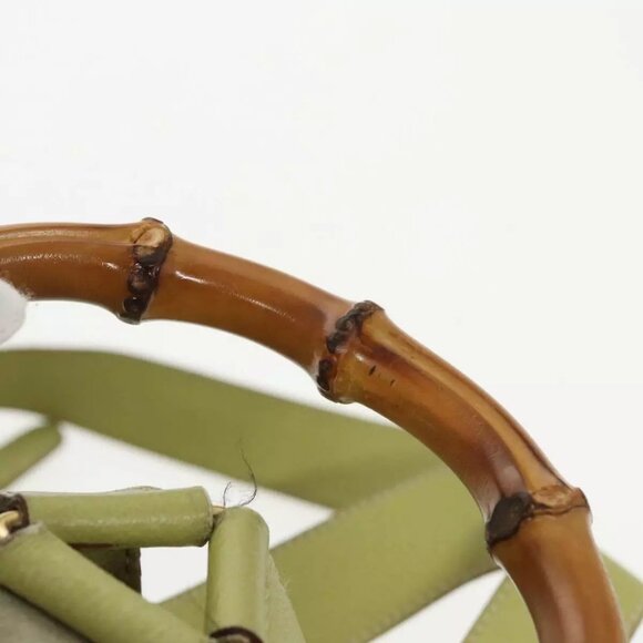 GUCCI Bamboo Backpack Suede Green Gold main image 6